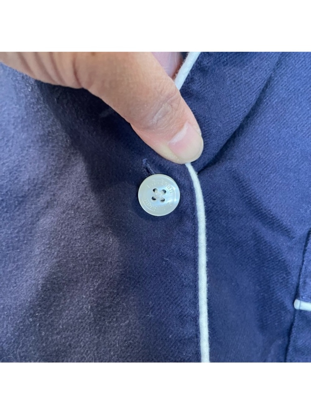 L.L. Bean Solid Flannel Pajama PJ Set Size XLP Navy Petite Warm Cozy Loungewear - Picture 5 of 12